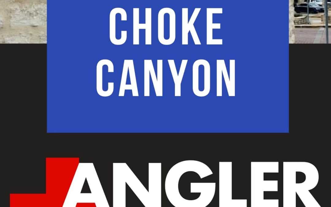 A close up of an image with text that reads " announcement choke canyon angler aid ".