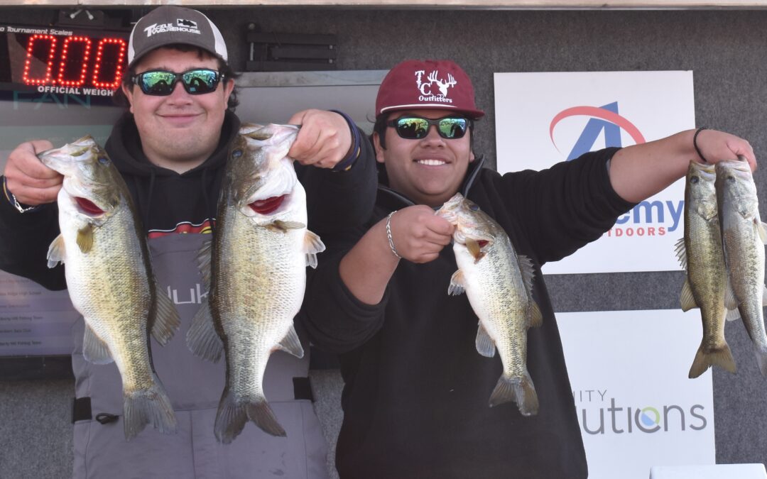 Ty Mechler and Christian Garcia with Guardians Bass Club WIN on Lake LBJ
